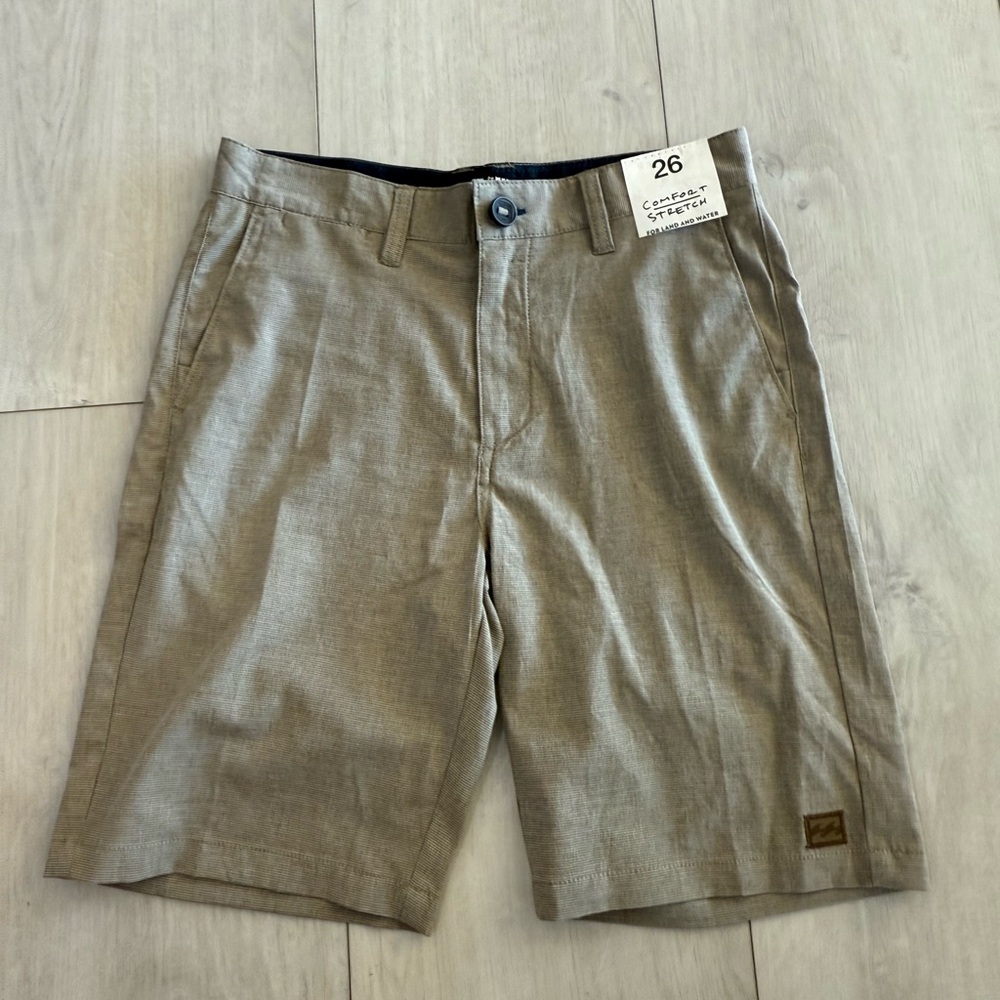 Billabong Crossfire Khaki Shorts Size 28 Quick Dry Stretch